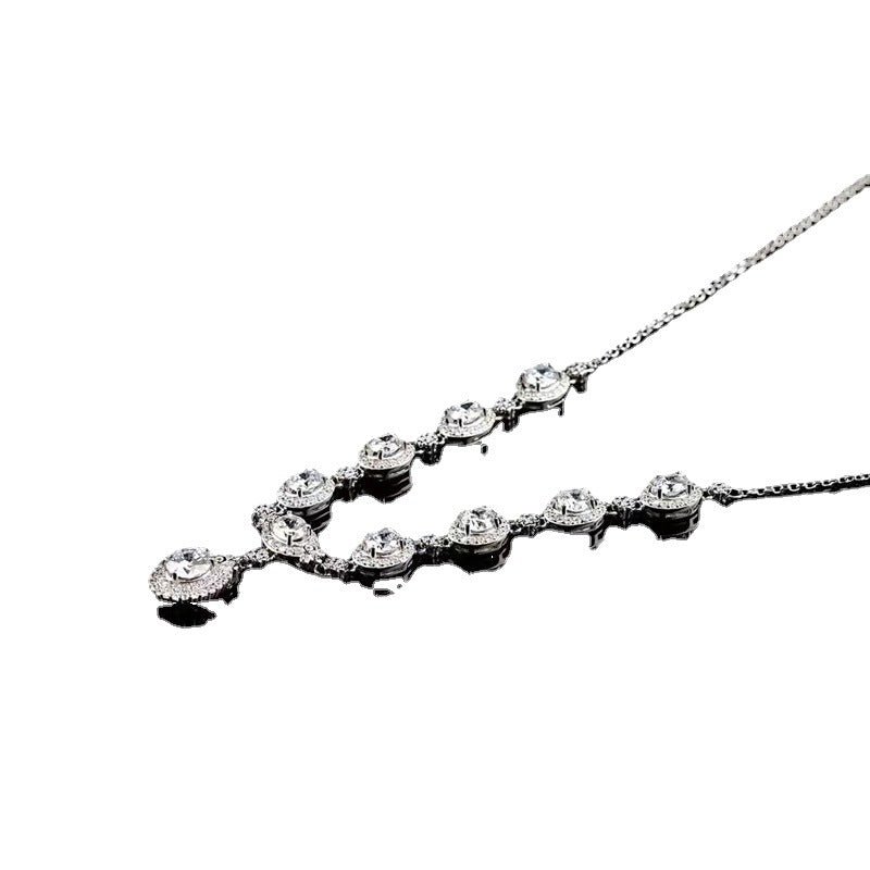 Colorful Moissanite Drop Pendant Necklace for Women, Tear Drop Evening Collar Necklace – view 5