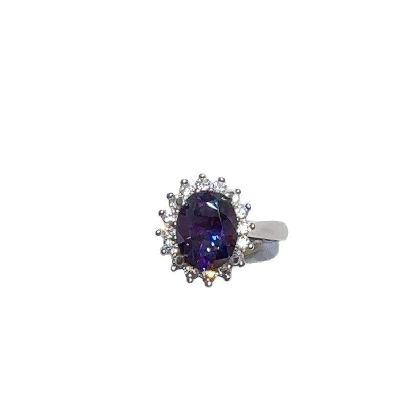 Purple Oval 2 Carat Moissanite Halo Ring for Women – view 10
