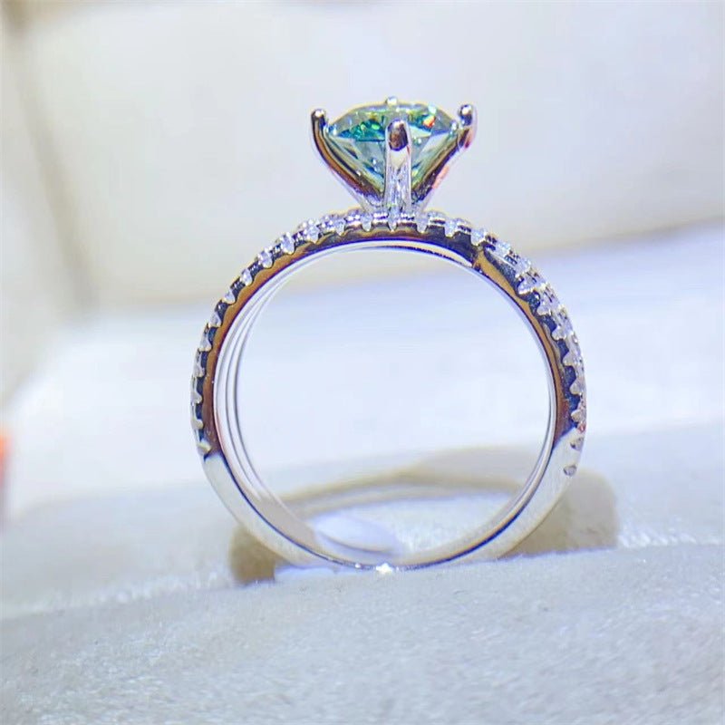 Green Moissanite Ring for Women, VVS1 Double Band U-Shape Ring, Size 9-19 – view 5