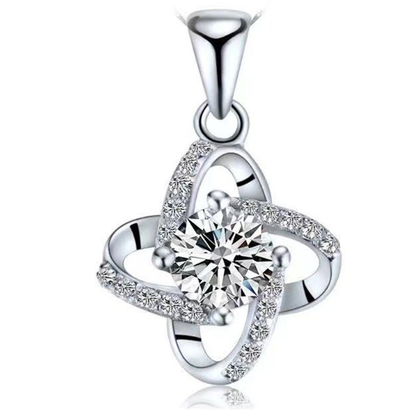 Moissanite Four-Leaf Clover Pendant Necklace, Sparkling Lucky Charm Chain – view 5