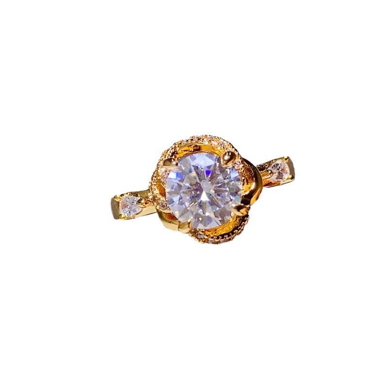 Moissanite Ring for Women, Gold-Tone U-Shape Solitaire Engagement Ring with Side Accents, 1 Carat Style Promise Ring – view 5