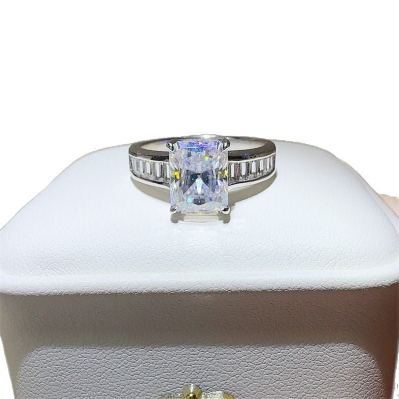 3 Carat Radiant Cut Moissanite Ring with Baguette Side Accents for Women – view 5