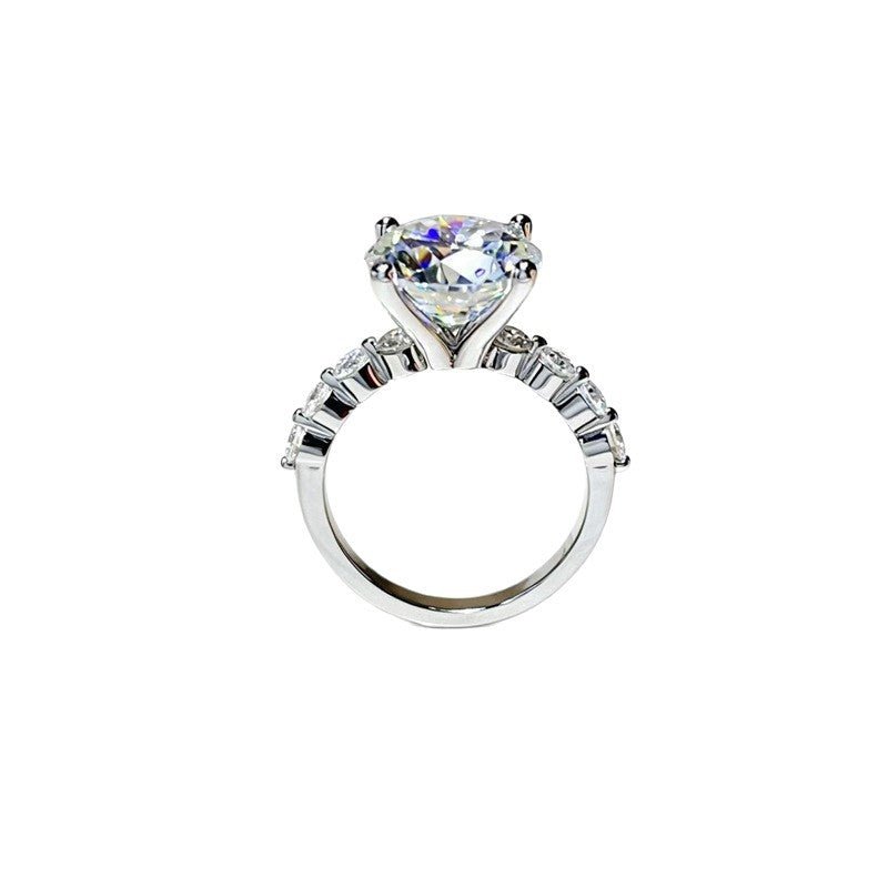 Moissanite Ring for Women, 3 Carat & 5 Carat Round Solitaire Halo Style Engagement Ring – view 5