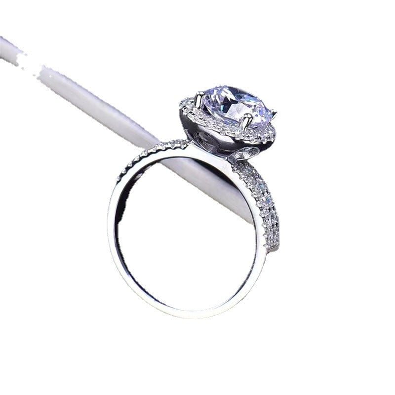 2 Carat Round Halo Moissanite Ring for Women, Pavé Band Engagement Ring, Sizes 9-19 – view 5