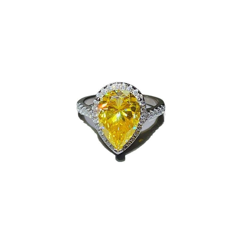 5 Carat Yellow Pear Cut Moissanite Halo Ring for Women – view 5