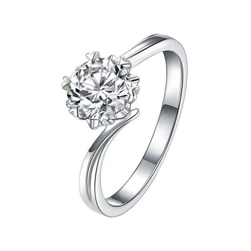 Moissanite Ring for Women, Six-Prong Solitaire Engagement Ring, Wave Band U-Shape Promise Ring, 0.5 to 5 Carat – view 5