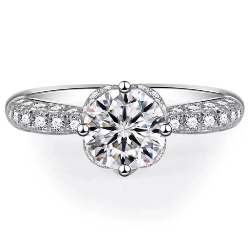1 Carat Floral Moissanite Ring for Women, Split Shank Promise Ring, Elegant Engagement Style – view 5