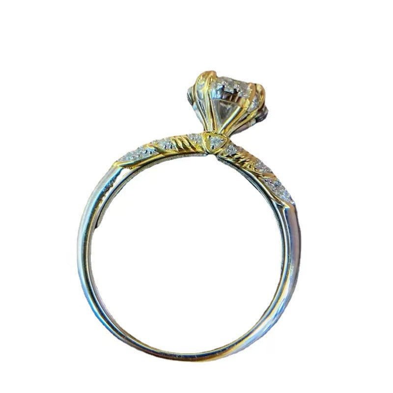 Moissanite Ring for Women, Floral Inspired Wrap Engagement Ring, 5 Carat Statement Ring – view 5