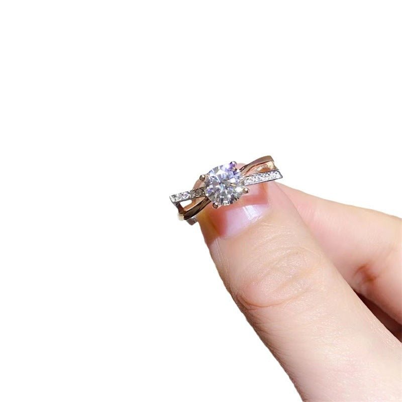 1 Carat Moissanite Ring for Women, U Shape Engagement Ring with White, Red or Blue Center Stone – view 5
