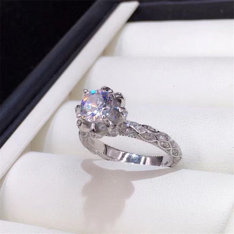 Moissanite Ring for Women, Round Solitaire Engagement Ring with Lace Band – view 5