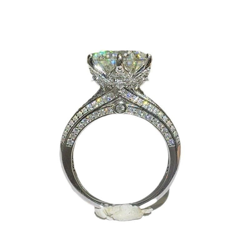 5 Carat Moissanite Ring for Women, Halo Style Split Shank Engagement Ring – view 5