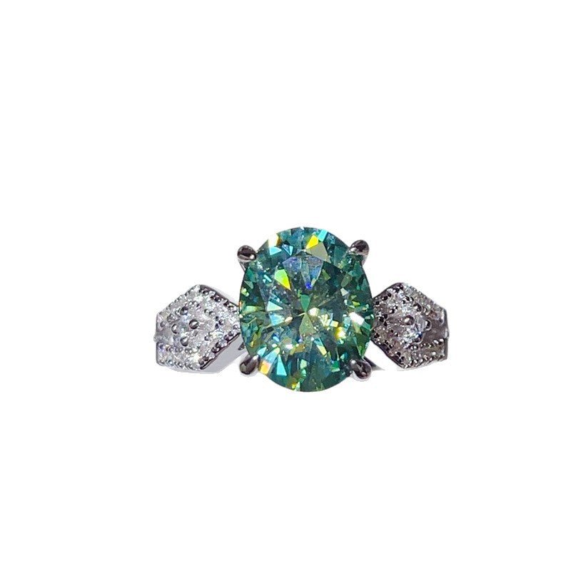 3 Carat Oval Moissanite Ring with Geometric Side Accents for Women – view 5