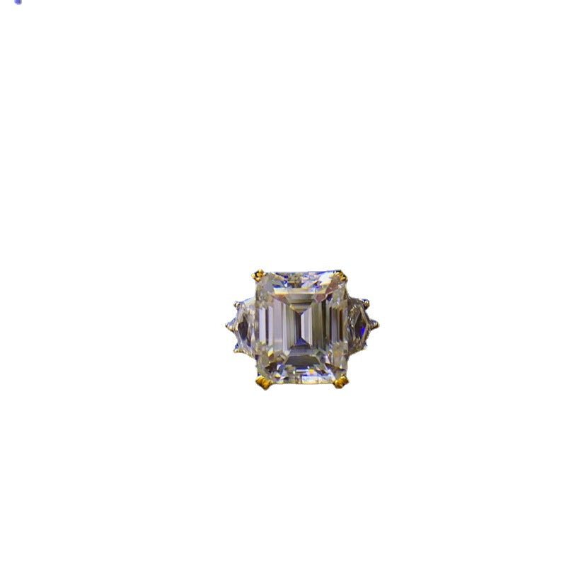 5 Carat Emerald Cut Moissanite Ring, D Color, Geometric Women's Ring, Sizes 9-19 – view 5