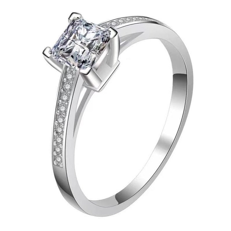 Princess Cut Moissanite Ring, Adjustable Open Solitaire Engagement Ring, 1CT or 2CT – view 5