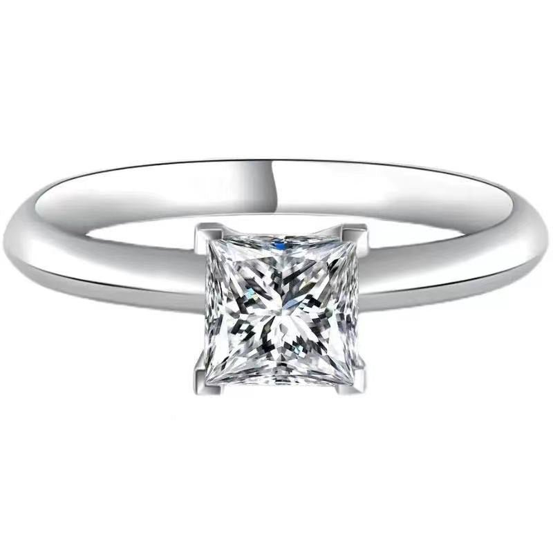 Princess Cut Moissanite Ring for Women, Square Solitaire Engagement Ring, 1 Carat or 2 Carat – view 5
