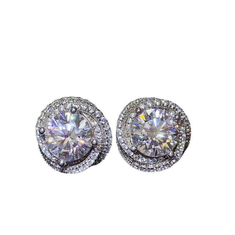 6 Carat Round Moissanite Halo Stud Earrings – image 5