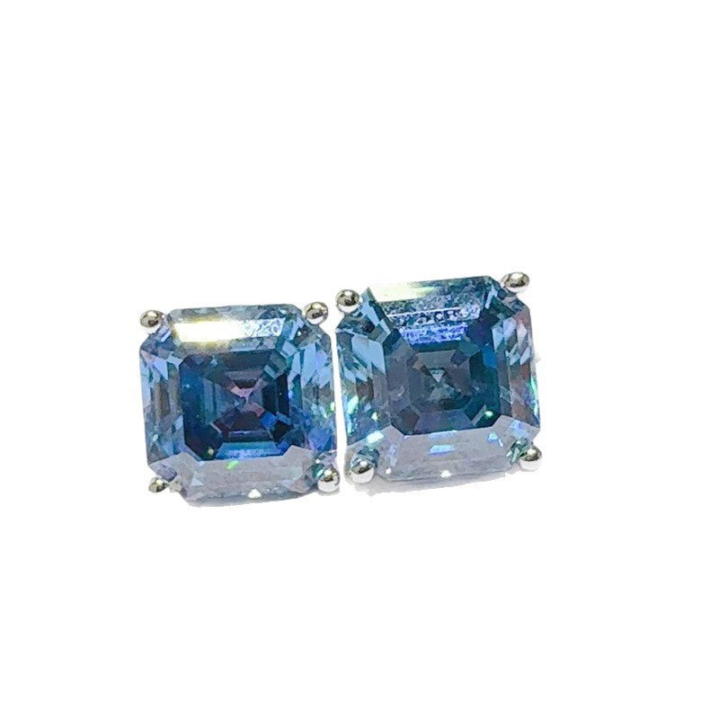 Blue Asscher-Cut Moissanite Stud Earrings – image 5