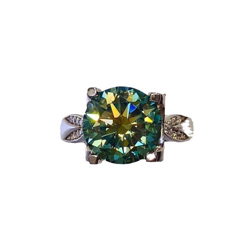 Green Moissanite Ring for Women, 3 Carat or 5 Carat Geometric Solitaire Engagement Ring – view 5