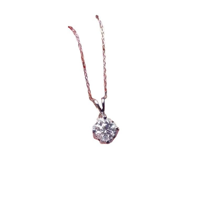 Round Moissanite Pendant Necklace, D Color VVS1 Halo Sparkle – view 5
