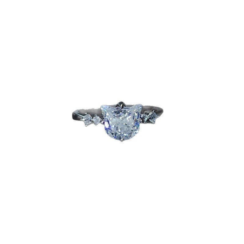 Cat Head 2 Carat Moissanite Ring in S925, Geometric Four-Prong Promise Engagement Ring for Women – view 5