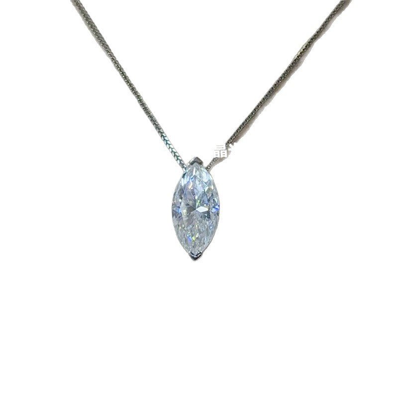 Marquise Cut Moissanite Pendant Necklace for Women, 5 Carat Leaf Shape Solitaire Necklace with Certificate Card – view 5