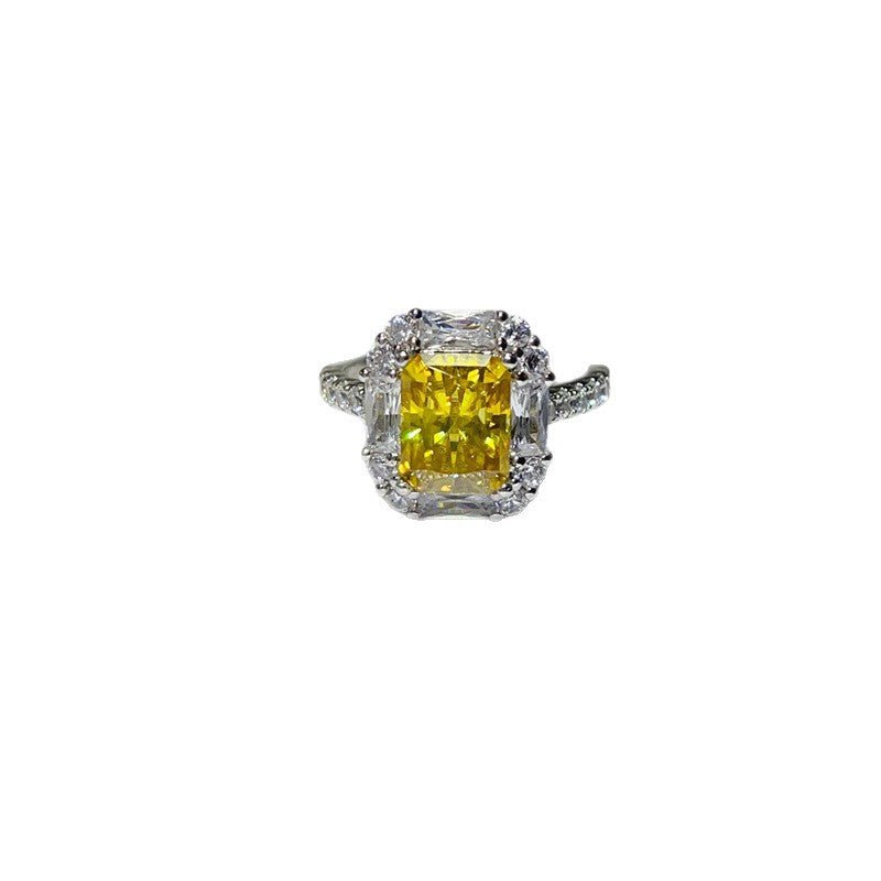 3 Carat Yellow Radiant Cut Moissanite Halo Ring for Women – view 5