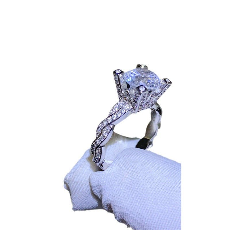 2 Carat VVS Moissanite Ring for Women, Round Solitaire Engagement Ring with Twisted Pavé-Style Band – view 5