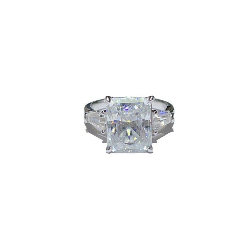 5 Carat Yellow Radiant Cut Moissanite Ring for Women - Three Stone Engagement Ring Style – view 5