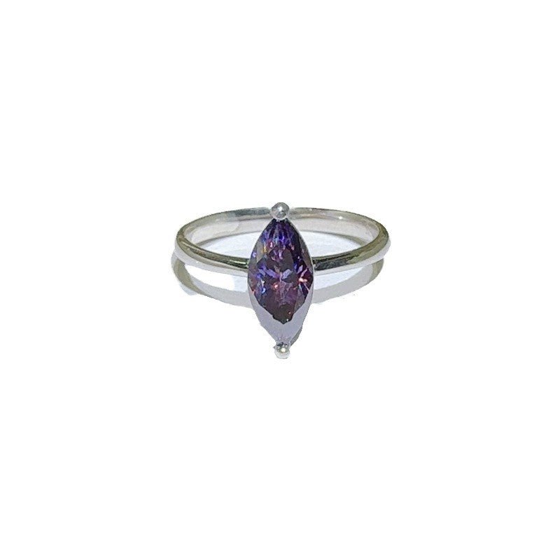 Marquise Cut Moissanite Ring for Women - Purple or White Solitaire Ring, Sizes 9-20 – view 5