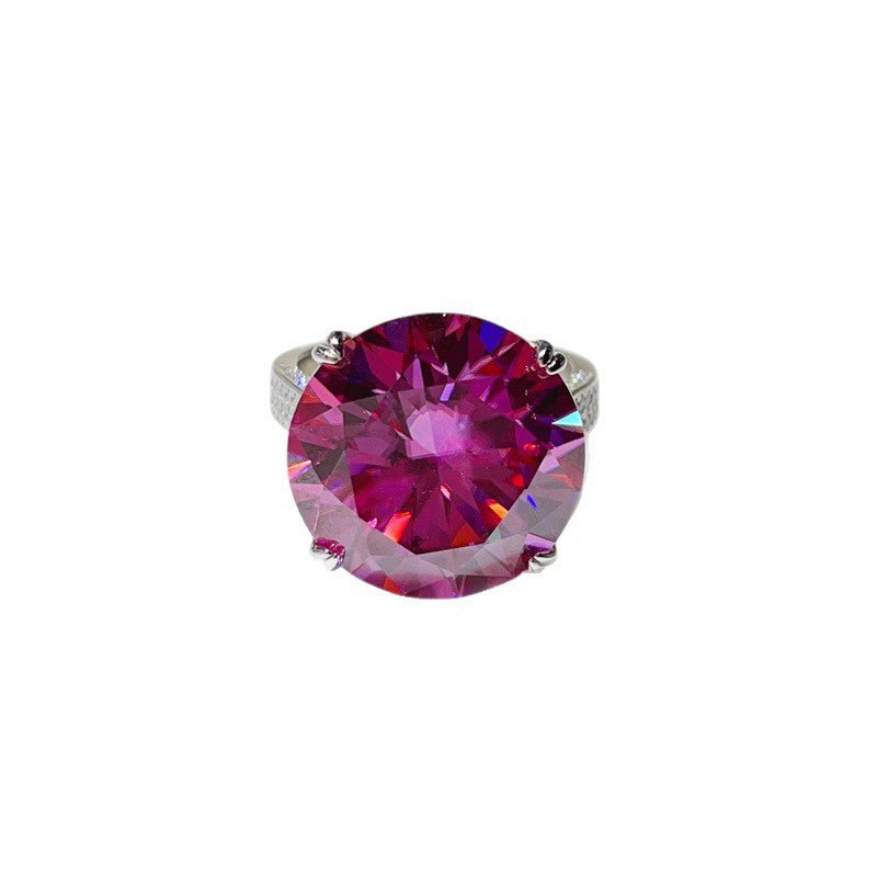 Pink Moissanite Halo Ring for Women, Oversized Geometric Statement Engagement Ring – view 5