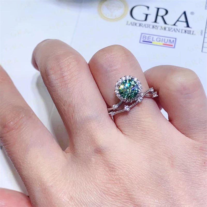 Green Moissanite Halo Ring for Women, Promise, Engagement & Wedding Ring – view 5