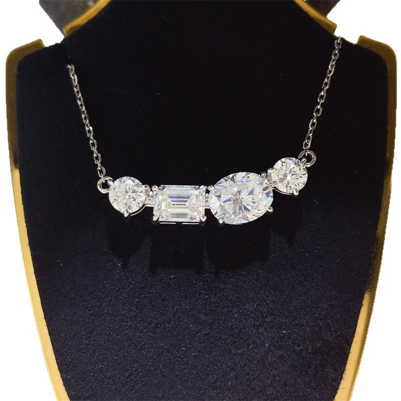4 Carat Moissanite Necklace in 925 Silver, U Shape Multi Stone Pendant Chain for Women – view 5