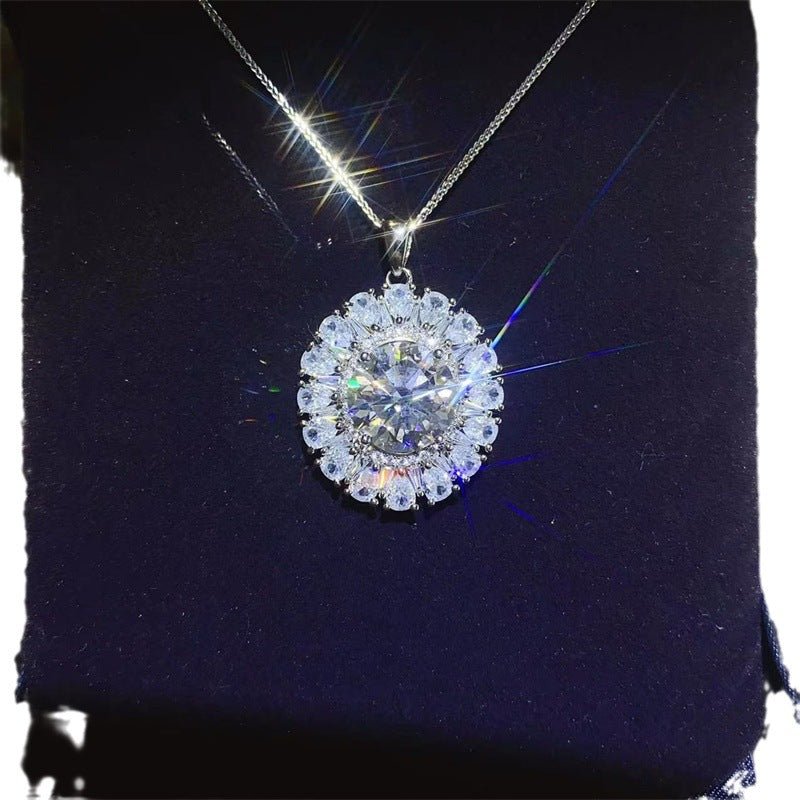 Moissanite Halo Pendant Necklace, Round Cut Statement Necklace for Evening and Everyday Wear – view 5