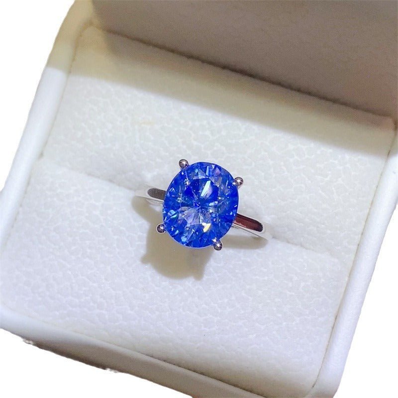 Blue Oval Moissanite Ring for Women, 1 Carat 2 Carat 3 Carat 5 Carat Engagement Style Ring – view 5