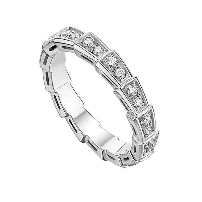 Moissanite Stackable Ring for Women - Tulip, Snake Bone & Butterfly Bow Row Ring, White-Tone Band, Sizes 9-19 – view 5