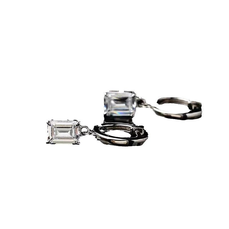 Emerald-Cut Moissanite Drop Hoop Earrings – image 5