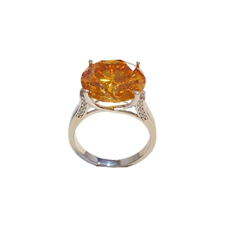 Yellow Moissanite Solitaire Ring for Women, Round Cut Engagement Ring, 1 Carat 2 Carat 3 Carat 5 Carat 10 Carat – view 5