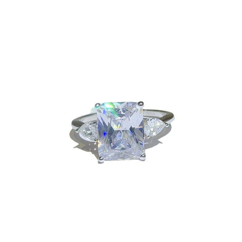 Radiant Cut Moissanite Ring with Pear Side Stones for Women – view 5