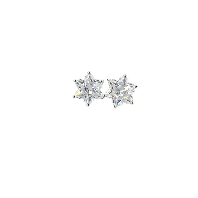 4CT Star Cut Moissanite Stud Earrings for Women, D Color VVSI Silver Gold-Plated Floral Star Earrings – view 5