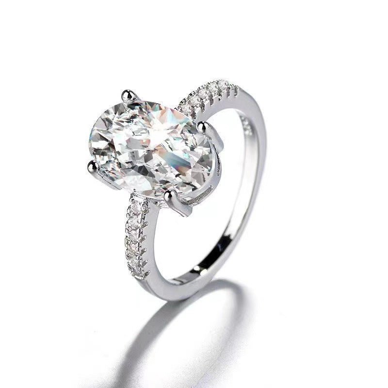 Oval Cut Moissanite Ring with Pavé Band for Women, European American Style Promise Ring – view 5