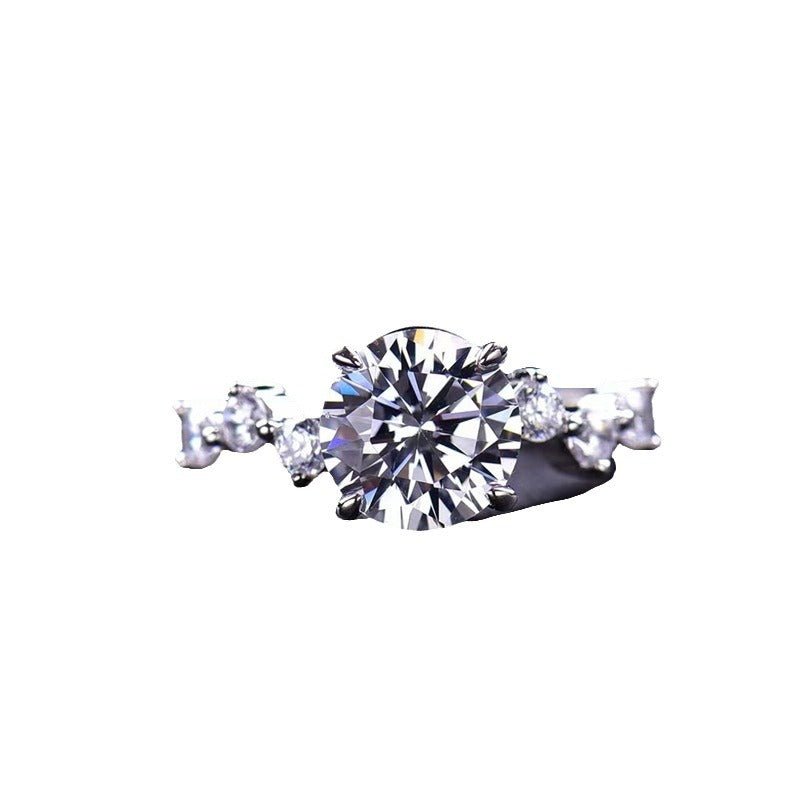 2 Carat VVS Moissanite Ring for Women, Round Solitaire Engagement Ring with Side Stones – view 5