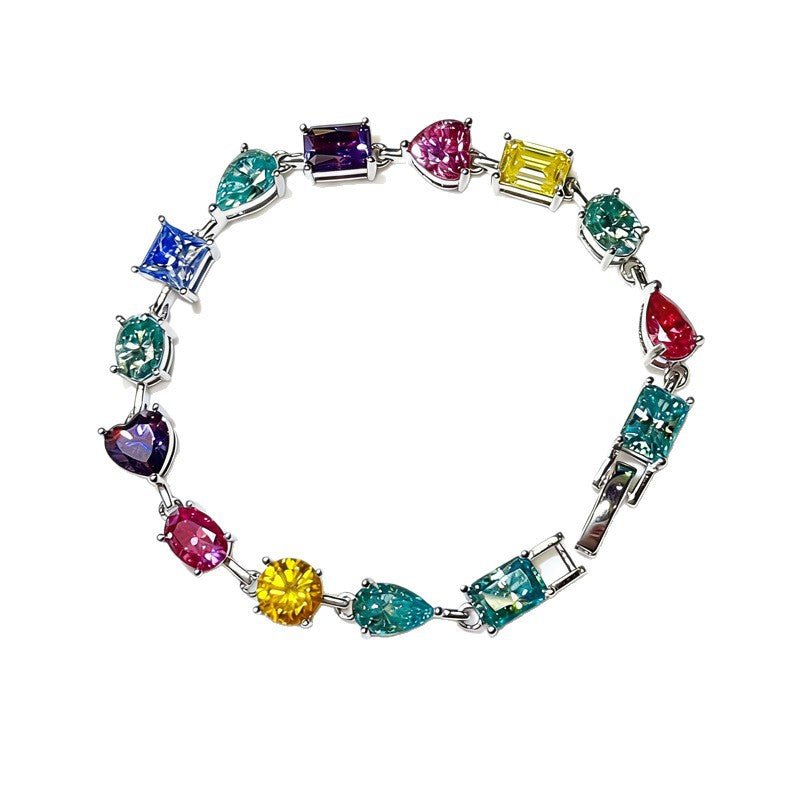 Colorful Irregular Stone Tennis Bracelet for Women, Full Link Bracelet in 16cm 17cm 18cm – view 5