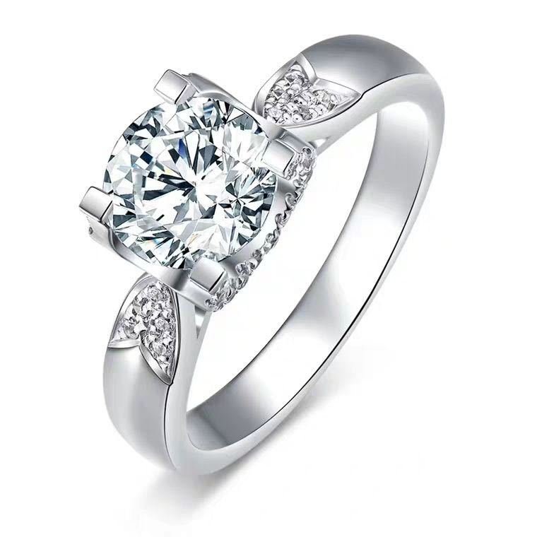 Moissanite Ring for Women, Solitaire Engagement Ring with Pavé Band, 0.5ct to 3ct – view 5
