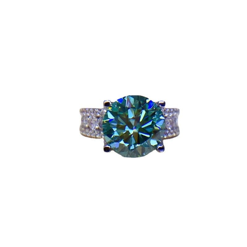 Moissanite Ring for Women, Round Solitaire Engagement Ring with Pave Band, 3 Carat or 5 Carat Promise Ring – view 5