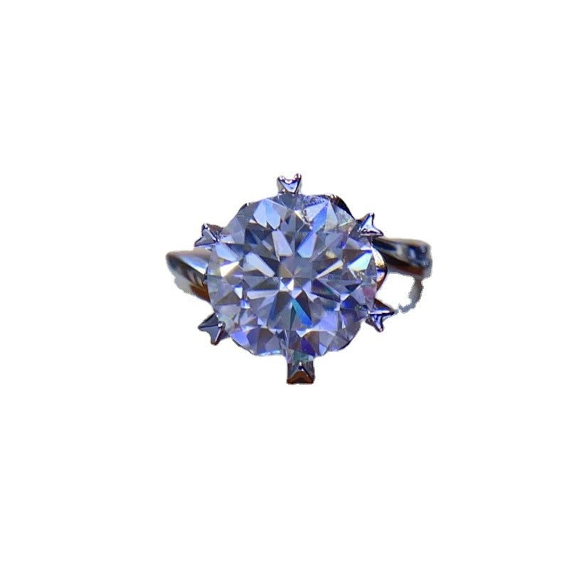 5 Carat Moissanite Ring, Twisted Band Round Cut Geometric Star Setting, Size 9-19 – view 5