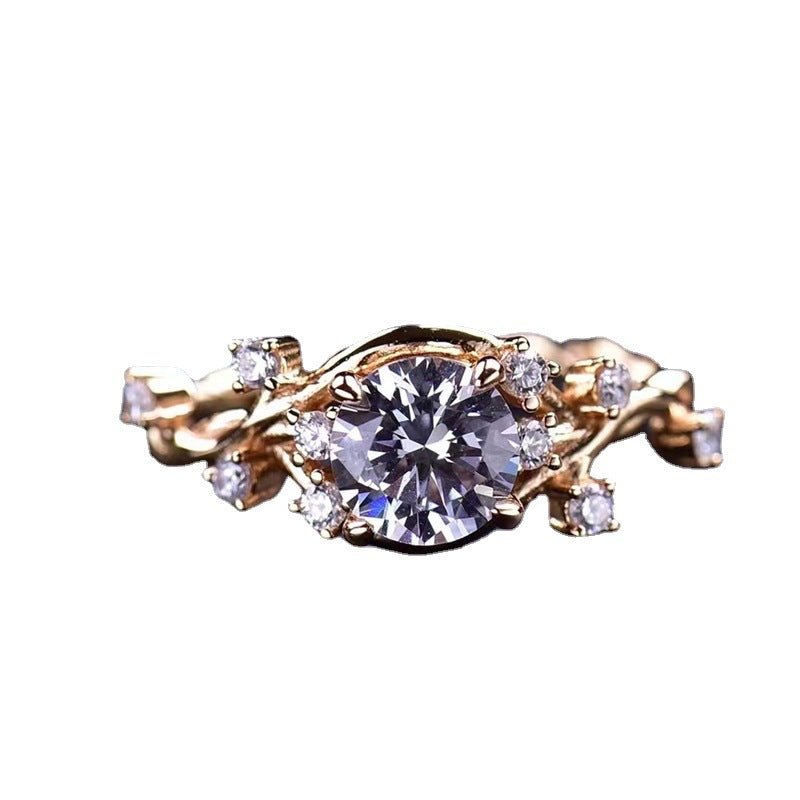 Rose Gold Color Moissanite Ring for Women, Floral U-Shaped Solitaire Engagement Ring, 1 Carat Style, Sizes 8-19 – view 5