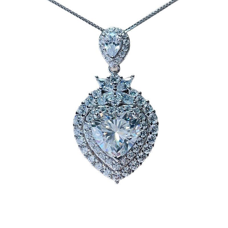5 Carat D Color Heart Moissanite Pendant Necklace with Halo Frame – view 5