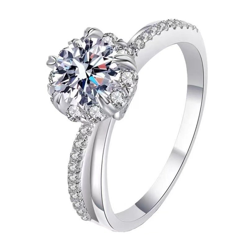 1 Carat Moissanite Ring for Women, U-Shape Pavé Engagement Ring, Solitaire Promise Ring – view 5