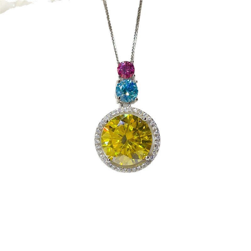11.5 Carat Colorful Moissanite Pendant Necklace with Halo Chain – view 5