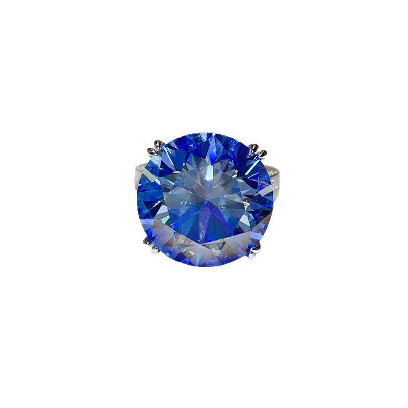 Blue Moissanite Ring for Women, 20 Carat Round Statement Engagement Ring – view 5